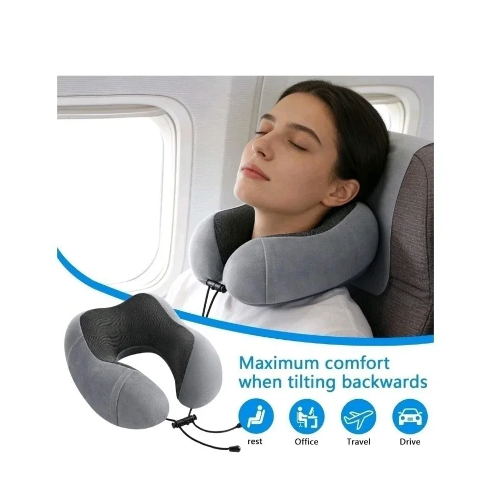 WeiTrust Airplane Pillow, Travel Neck Pillow with Standard, Black and Gray